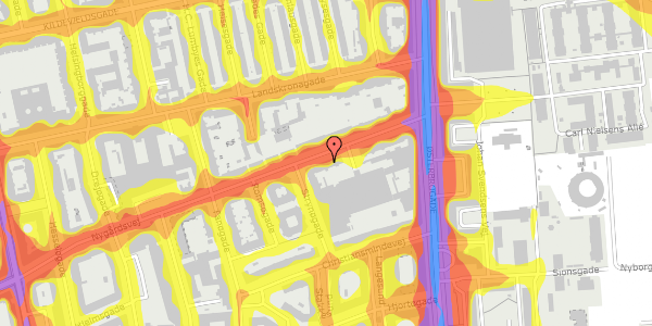 Trafikstøjkort på Nygårdsvej 7A, 1. , 2100 København Ø