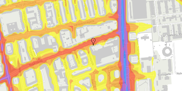 Trafikstøjkort på Nygårdsvej 9, st. th, 2100 København Ø