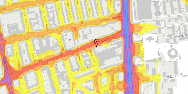 Trafikstøjkort på Nygårdsvej 9, 1. th, 2100 København Ø