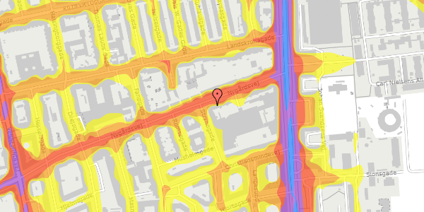 Trafikstøjkort på Nygårdsvej 9, 1. tv, 2100 København Ø