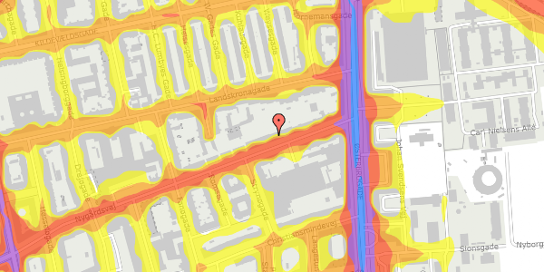 Trafikstøjkort på Nygårdsvej 10, st. 1, 2100 København Ø