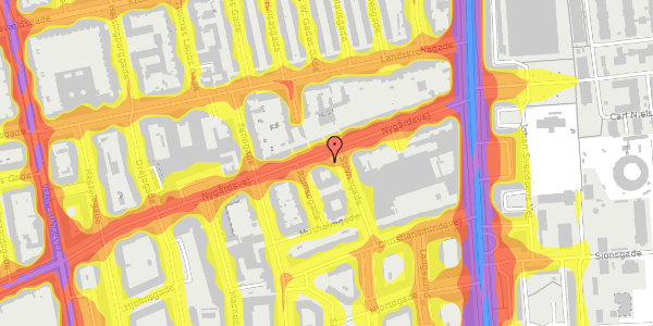 Trafikstøjkort på Nygårdsvej 13, st. th, 2100 København Ø