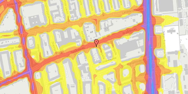 Trafikstøjkort på Nygårdsvej 17, st. th, 2100 København Ø