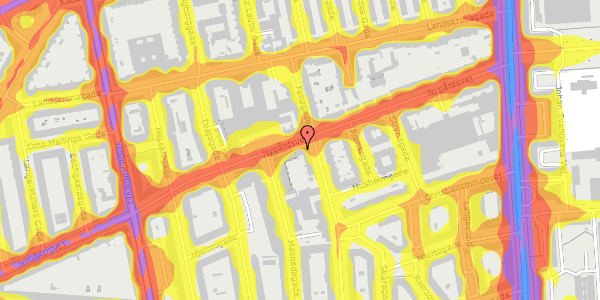 Trafikstøjkort på Nygårdsvej 21, st. tv, 2100 København Ø