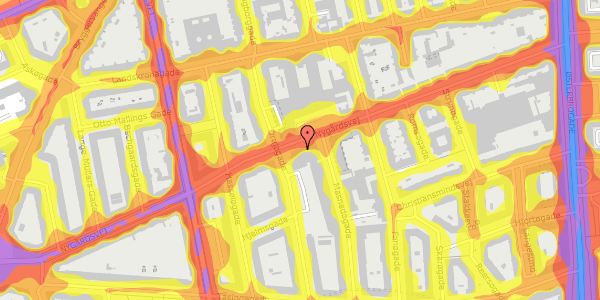 Trafikstøjkort på Nygårdsvej 35, st. th, 2100 København Ø