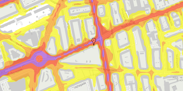 Trafikstøjkort på Nygårdsvej 49A, st. tv, 2100 København Ø