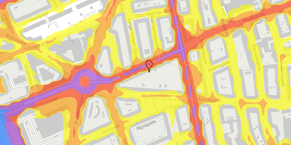 Trafikstøjkort på Nygårdsvej 55, st. th, 2100 København Ø