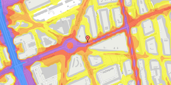 Trafikstøjkort på Nygårdsvej 60, 4. tv, 2100 København Ø