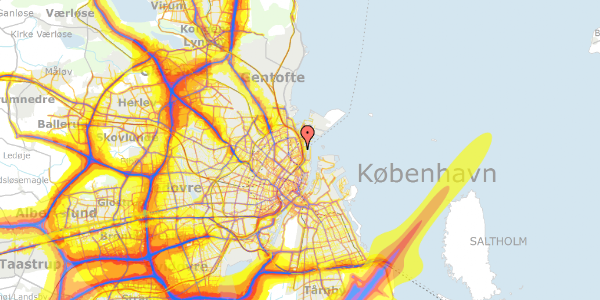 Trafikstøjkort på Næstvedgade 19, 1. tv, 2100 København Ø