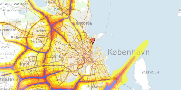 Trafikstøjkort på Næstvedgade 29, 2. th, 2100 København Ø