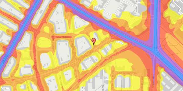 Trafikstøjkort på Nøddebogade 9, st. th, 2200 København N