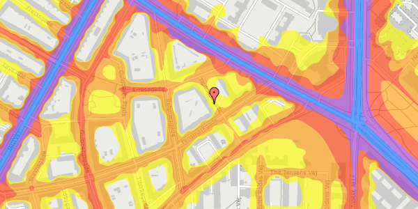 Trafikstøjkort på Nøddebogade 11, 1. , 2200 København N