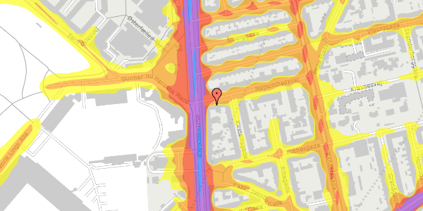 Trafikstøjkort på Nøjsomhedsvej 2, st. tv, 2100 København Ø