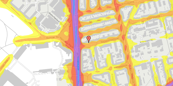 Trafikstøjkort på Nøjsomhedsvej 3, st. , 2100 København Ø