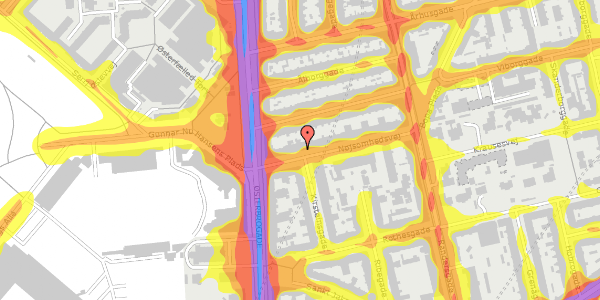 Trafikstøjkort på Nøjsomhedsvej 5, kl. th, 2100 København Ø