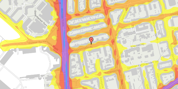 Trafikstøjkort på Nøjsomhedsvej 11, kl. th, 2100 København Ø