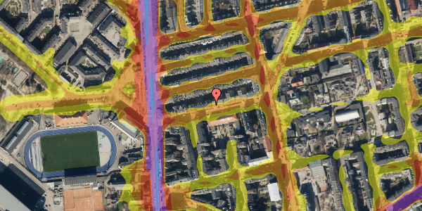 Trafikstøjkort på Nøjsomhedsvej 11, st. th, 2100 København Ø