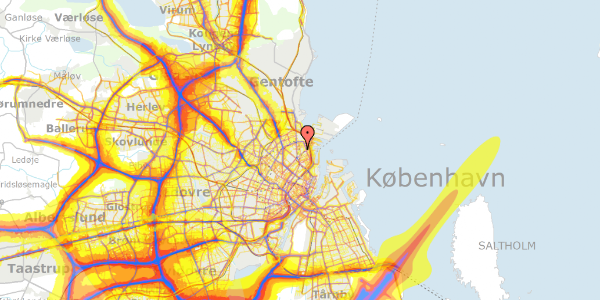 Trafikstøjkort på Nøjsomhedsvej 14, 1. mf, 2100 København Ø