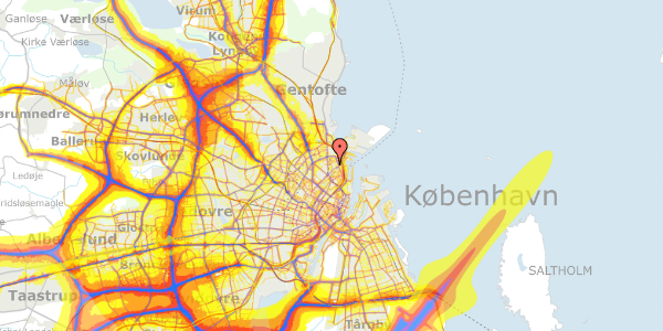 Trafikstøjkort på Nøjsomhedsvej 18, 1. mf, 2100 København Ø