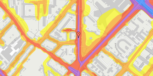 Trafikstøjkort på Nørre Allé 11A, 5. , 2200 København N