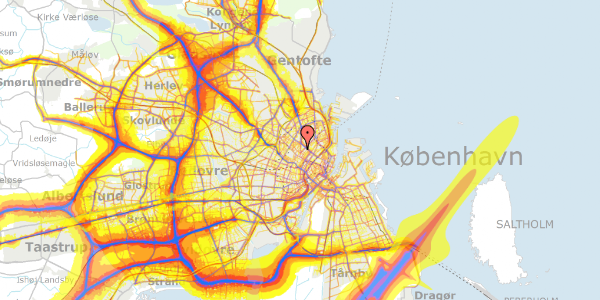 Trafikstøjkort på Nørre Allé 13D, 2. th, 2200 København N