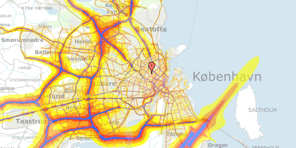 Trafikstøjkort på Nørrebrogade 80, st. 1, 2200 København N