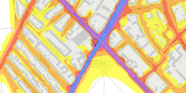 Trafikstøjkort på Nørrebrogade 151A, st. 2, 2200 København N