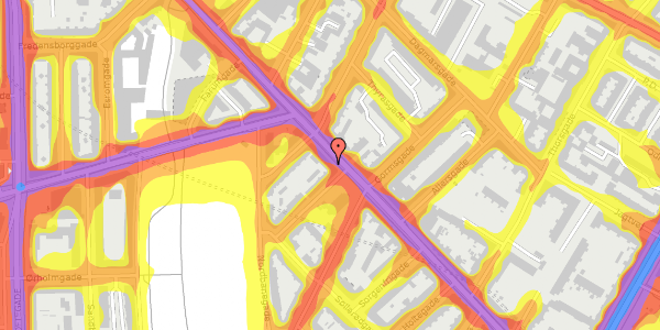 Trafikstøjkort på Nørrebrogade 193, st. 1, 2200 København N