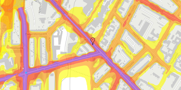 Trafikstøjkort på Nørrebrogade 203, st. th, 2200 København N