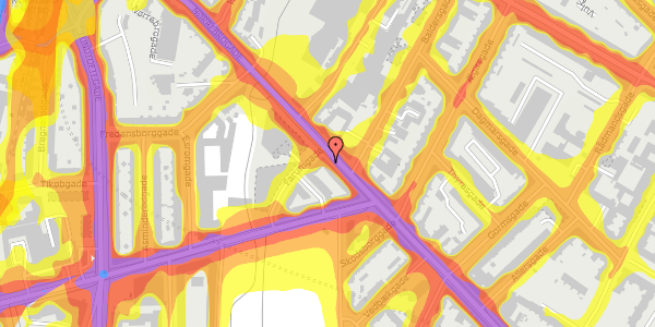 Trafikstøjkort på Nørrebrogade 205, 2. th, 2200 København N