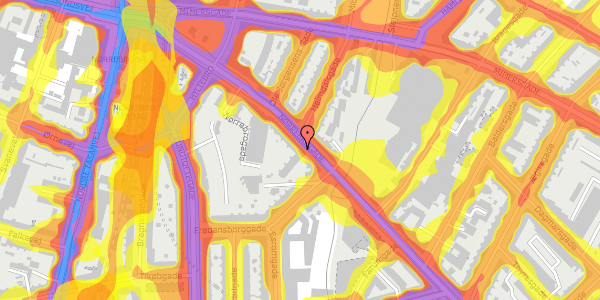 Trafikstøjkort på Nørrebrogade 221, st. mf, 2200 København N