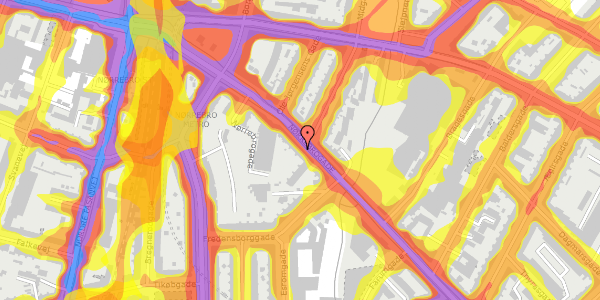 Trafikstøjkort på Nørrebrogade 223, st. th, 2200 København N