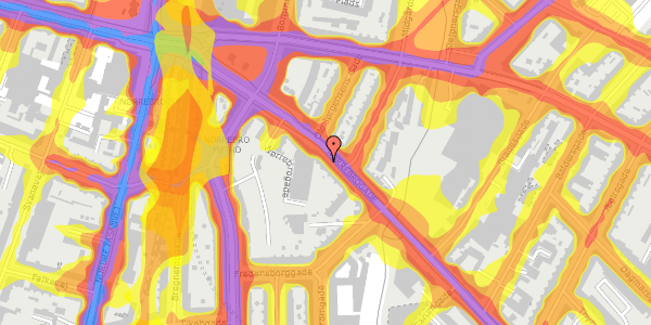 Trafikstøjkort på Nørrebrogade 227, st. th, 2200 København N