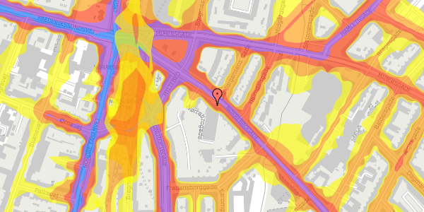 Trafikstøjkort på Nørrebrogade 231, st. 3, 2200 København N