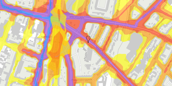 Trafikstøjkort på Nørrebrogade 233, st. , 2200 København N