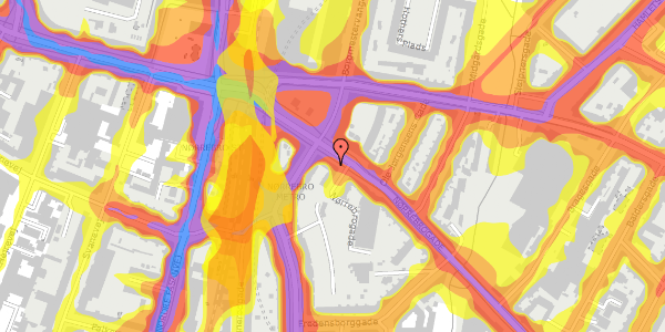 Trafikstøjkort på Nørrebrogade 243, st. th, 2200 København N