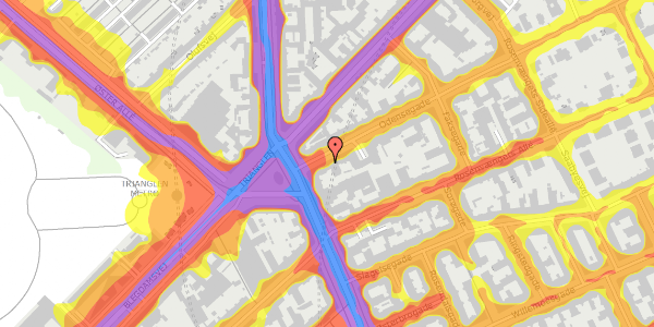 Trafikstøjkort på Odensegade 2, st. , 2100 København Ø