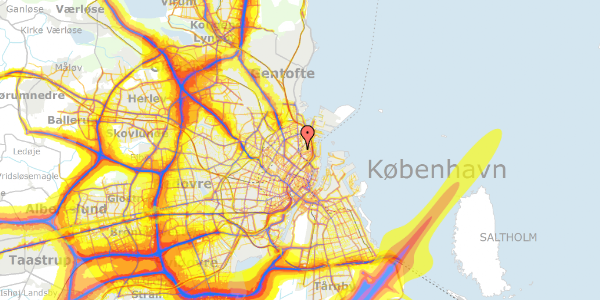 Trafikstøjkort på Odensegade 3, 3. , 2100 København Ø