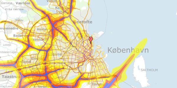 Trafikstøjkort på Odensegade 21A, st. th, 2100 København Ø