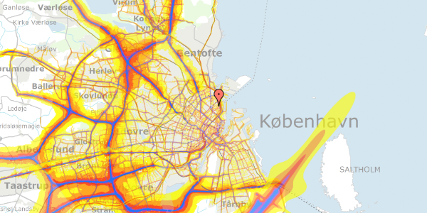 Trafikstøjkort på Odensegade 21A, 1. tv, 2100 København Ø