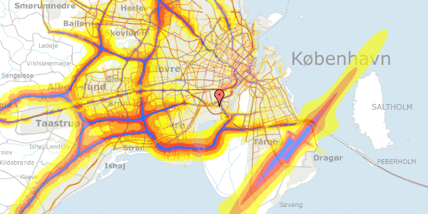 Trafikstøjkort på Offenbachsvej 24, kl. th, 2450 København SV