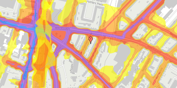 Trafikstøjkort på Ole Jørgensens Gade 8, 1. tv, 2200 København N