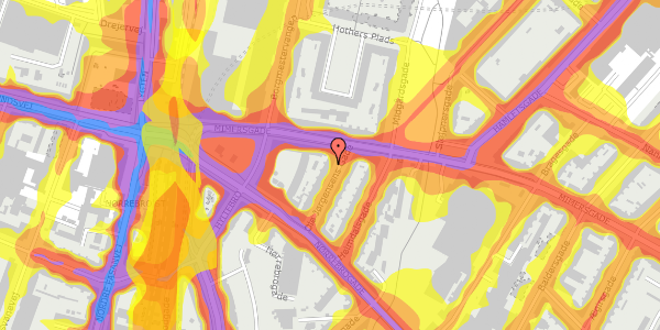 Trafikstøjkort på Ole Jørgensens Gade 11, 1. th, 2200 København N