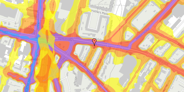 Trafikstøjkort på Ole Jørgensens Gade 13, st. th, 2200 København N