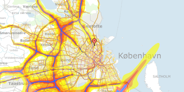 Trafikstøjkort på Oliemøllegade 1, 1. , 2100 København Ø