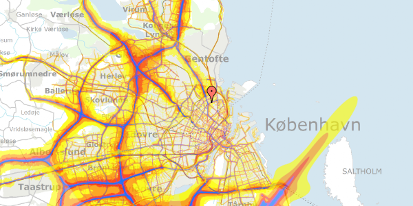 Trafikstøjkort på Oliemøllegade 6, 1. 2, 2100 København Ø