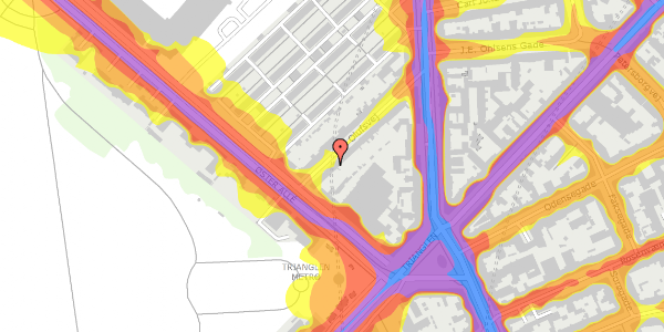 Trafikstøjkort på Olufsvej 35, 2100 København Ø