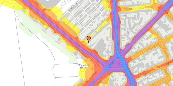 Trafikstøjkort på Olufsvej 43, 2100 København Ø