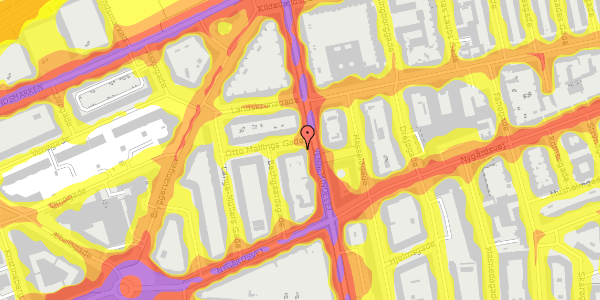 Trafikstøjkort på Otto Mallings Gade 1, 4. tv, 2100 København Ø