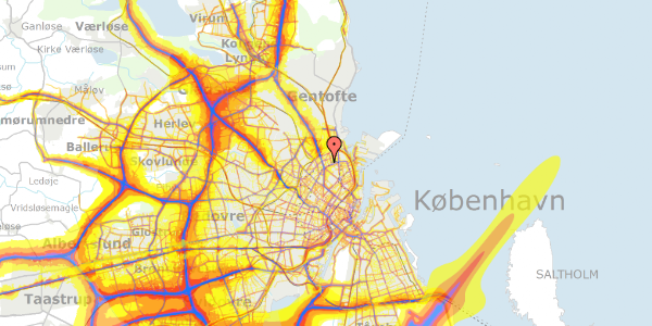 Trafikstøjkort på Ourøgade 10, 1. th, 2100 København Ø